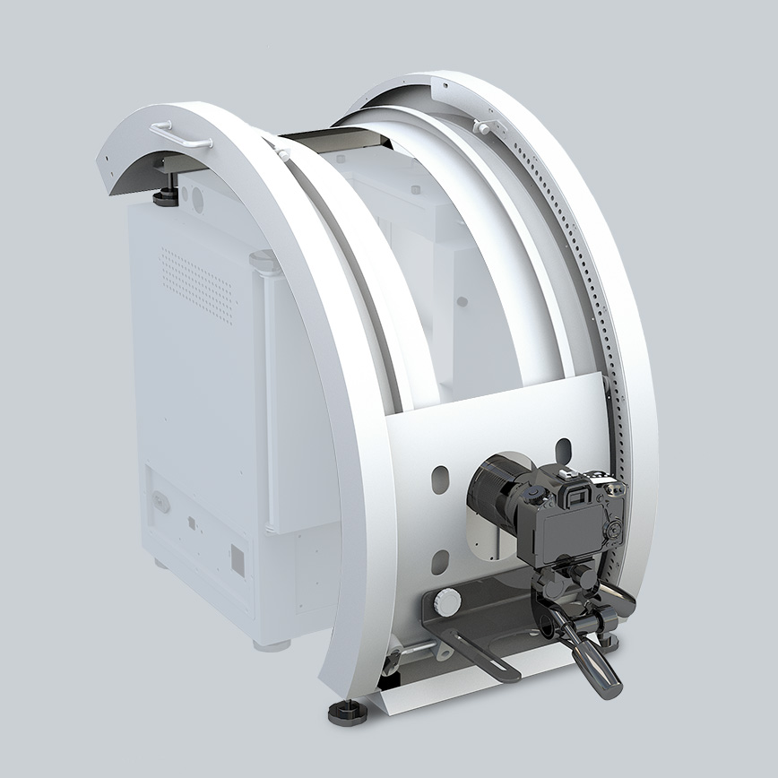 The 3044noc 3D Rail is an additional add-on option for the PhotoBench 80 jewelry photography solution that helps create interactive 3D spherical and hemispherical jewelry product images.