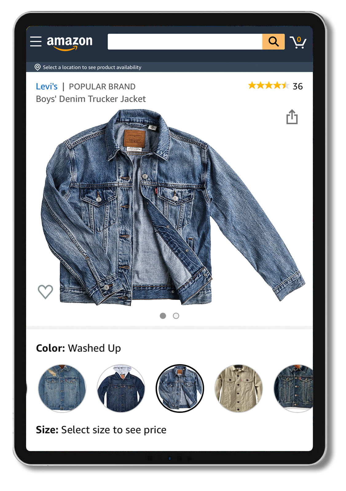 ortery-amazon-product-photography-example-levi-jacket-ipad 永利3044noc官网 apparel photography solutions make clothing product shots on a pure white background easy for eCommerce and Amazon sellers.
